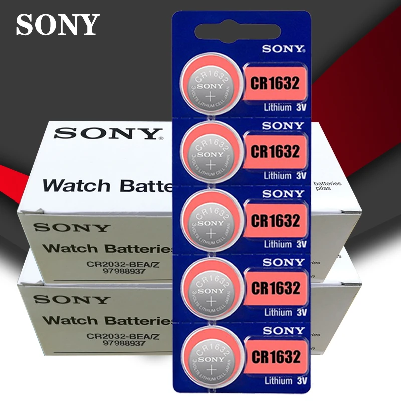 200pc Sony Original 100 CR1632 Button Cell Battery For Watch Car