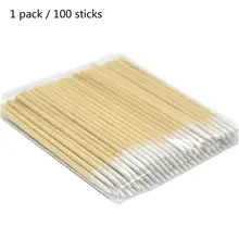 100 шт одноразовые ультра маленькие ватные палочки кисти с деревянными ручками для наращивания ресниц