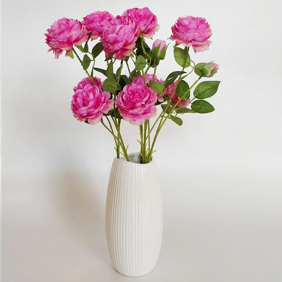 

Artificial Rose Peony Silk Flowers DIY Long Branch 3 Heads Peonies Fake Flowers Faux Flowers Wedding Stage Backdrop Decoration
