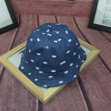 Солнцезащитный козырек; сезон весна-лето; Новинка; Модная хлопковая Джинсовая Шляпа в рыбацком стиле с желтой короной для маленьких мальчиков и девочек