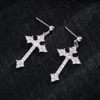 

Trendy Cross Desgin Stud Earring for women Wedding Cubic Zircon CZ Dubai Bridal Earring Bohemian Hot 2019 E3737