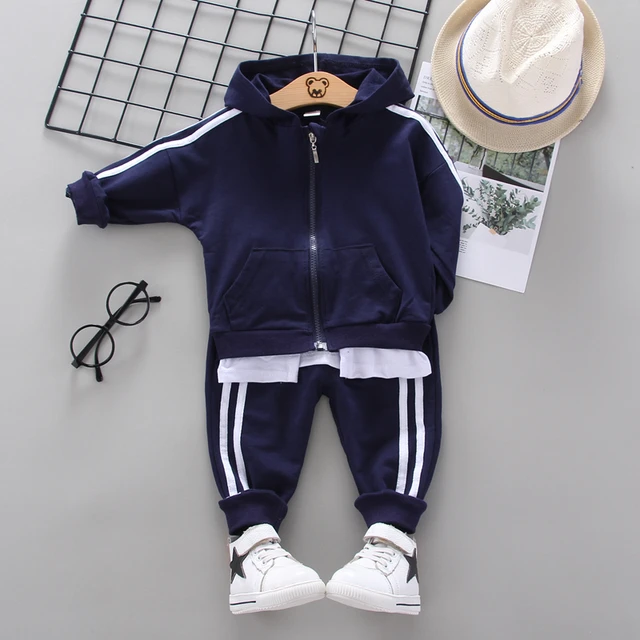 Spring Autumn Children Cotton Clothing Suit Baby Boys Girls Clothes Kids Sport Hoodies Pants 2Pcs/Sets Fahion Toddler Tracksuits XH latiaomao F Navy