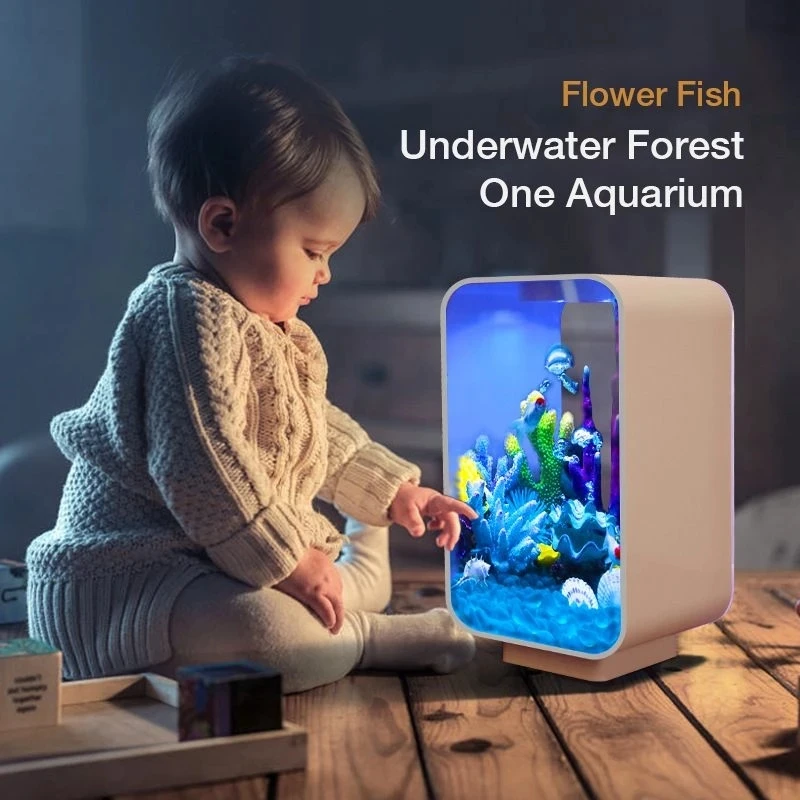 

Desktop Smart Betta Fish Tank Mini Acrylic Betta Fish Tank Small Ecological Gold Fish Tank Super White Small Fish Tank Aquariums