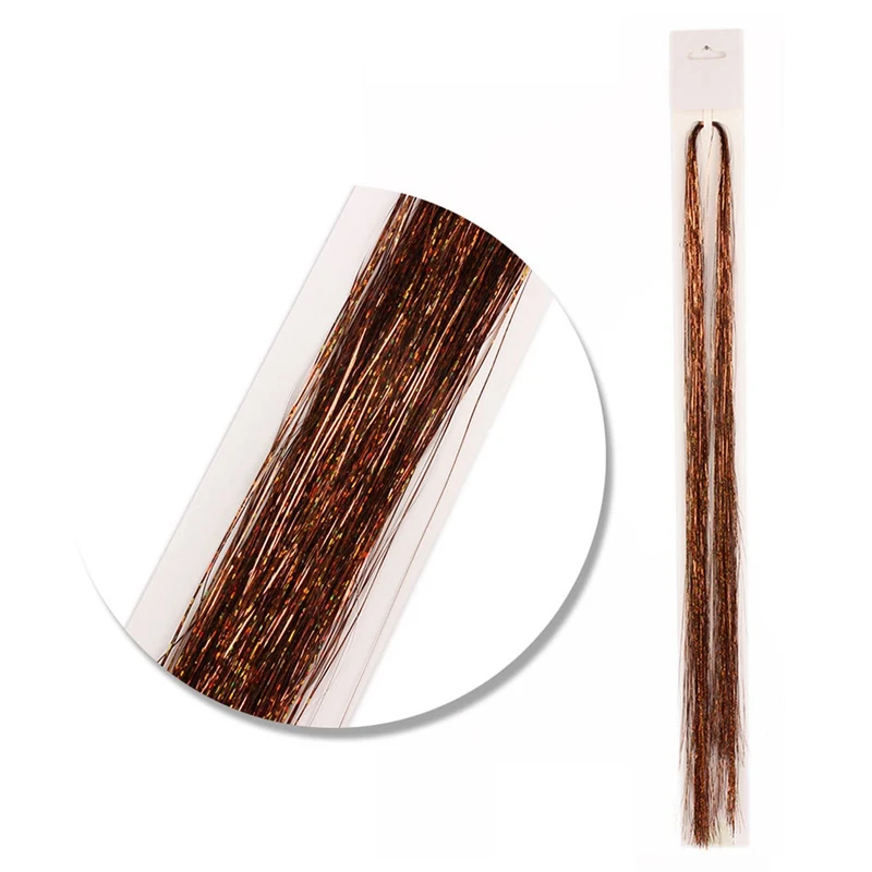 Gold Silver Colorful Sparkel Shiny Effect Synthetic Hair Extension Hair Tinsel Hair Weaving Decoration Floss Crafts DIY
