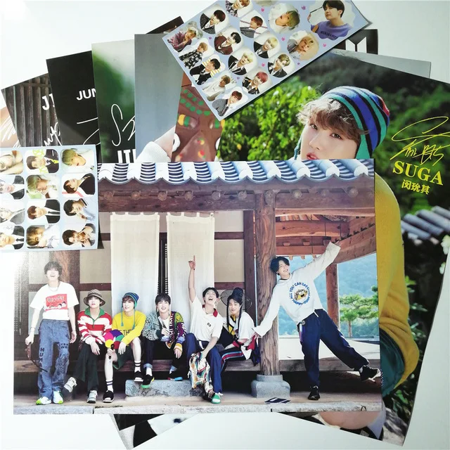 Белый 8*(42x29 см) Bangtan мальчики SUGA плакаты настенные наклейки подарок KPOP вокруг плакатов yoongi SUGA плакат подарок мин Юн Ки - Цвет: Белый