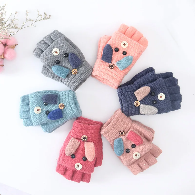 Child Kid Toddler Girl Boy Winter Warm Thick Finger Gloves Knitting Wool Mittens 