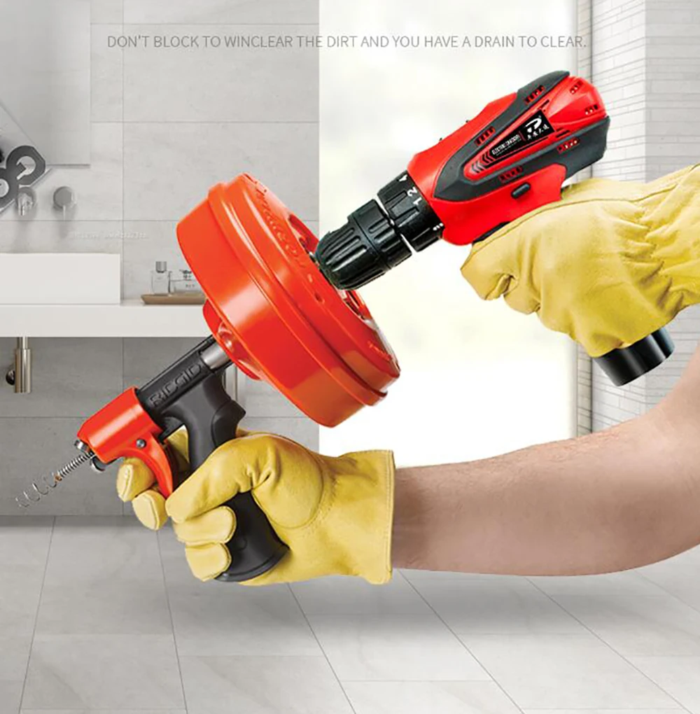 

Electric Manual Toilet Dredging Machine Chargable Drill 12.6-40MM Pipe Cleaner Drain Cleaning Machine 7.6M