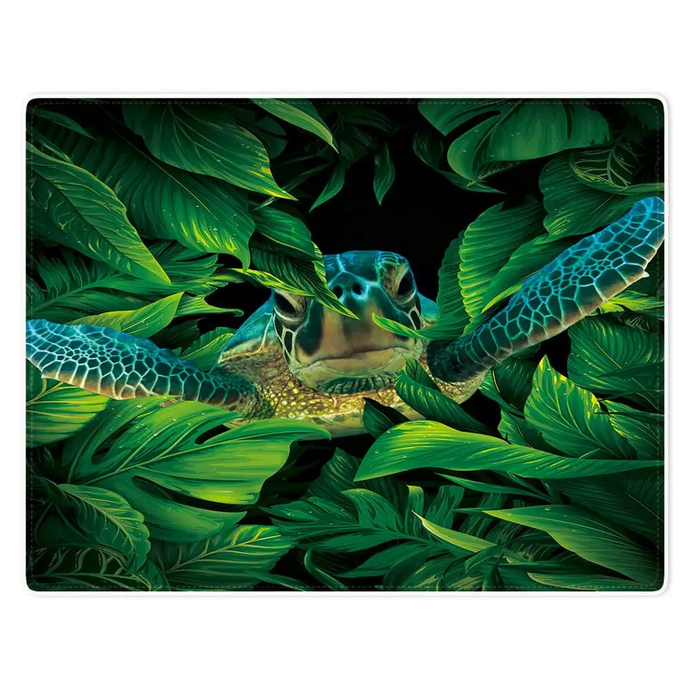 

HommomH Blanket Soft Comfort lightweight well made Nap Sofa Bed Travel Warm Plush Throw Blue Turtle Green Leaves