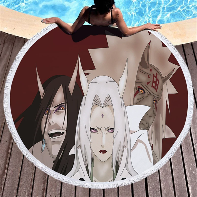 Anime Naruto 3D Printed Beach Towel Boho Decor Absorbent Soft Round Microfiber Adult Carpet Tapestry Yoga Mat |