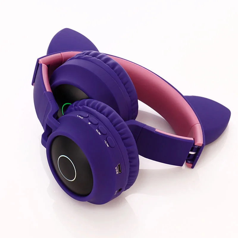 LED Cat Headphones Bluetooth 5 0 Girl Kids Cute Headset 3 5mm Jack Support TF Card Wireless Headphone Mic for Phone PC 2020