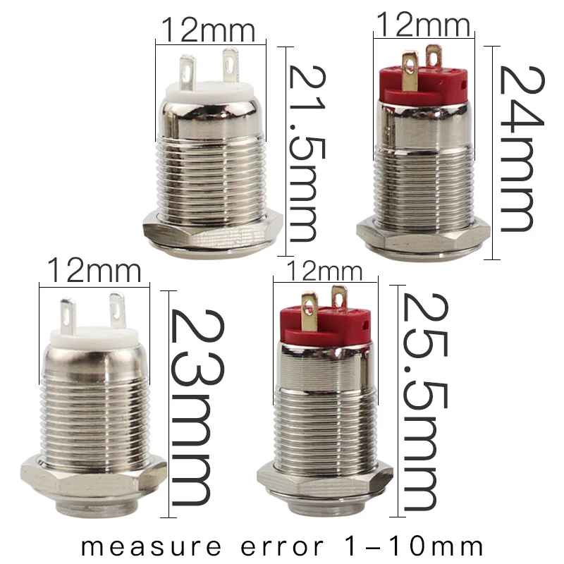 Водонепроницаемый мгновенный металлический кнопочный переключатель BENKPAK 12 мм