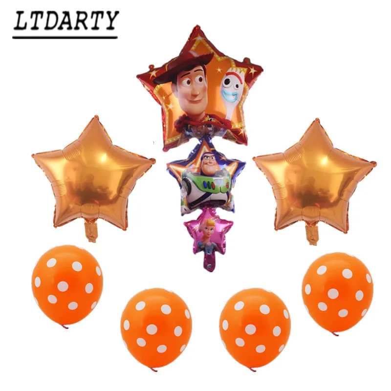 as picture 7pcs new products Buzz Lightyear Hudi shape 18 inch star balloon 12 inch dot latex story birthday party decoration toy supplies - Цвет: as picture