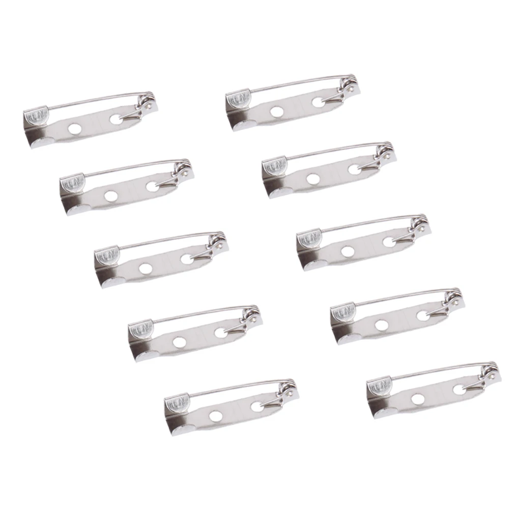 Bulk 100 silver color Brooch Back Safety Catch Bar Pins Badge Sewing Craft Jewelry Tools for Gluing Resining 20mm & 25mm