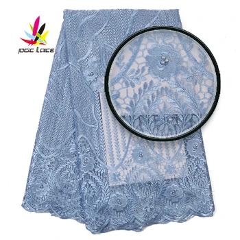 

Africa lace with Pearls Fabric Indian Tull Fabrics Rhinestones Heavy Beaded French Material Nigeria Mesh with Embroidery XZ2944