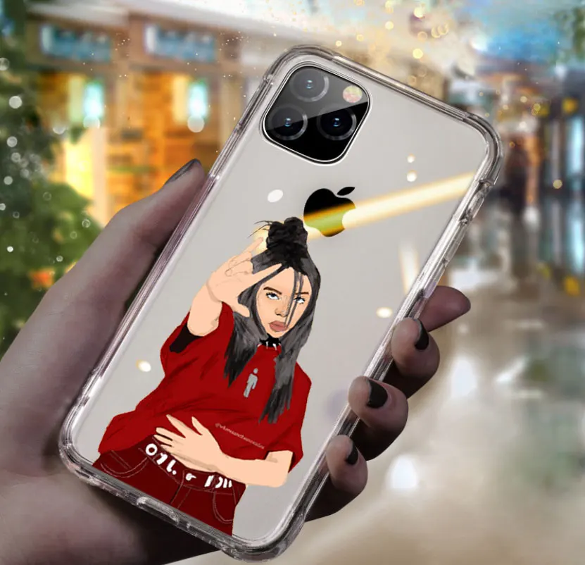 Billie Eilish наклейки dont smile at me мультфильм чехол для телефона для iPhone 11 pro max 7 5S SE 6 6s 8 7 Plus X XR XS MAX Мягкий ТПУ чехол - Цвет: TPU  A1044