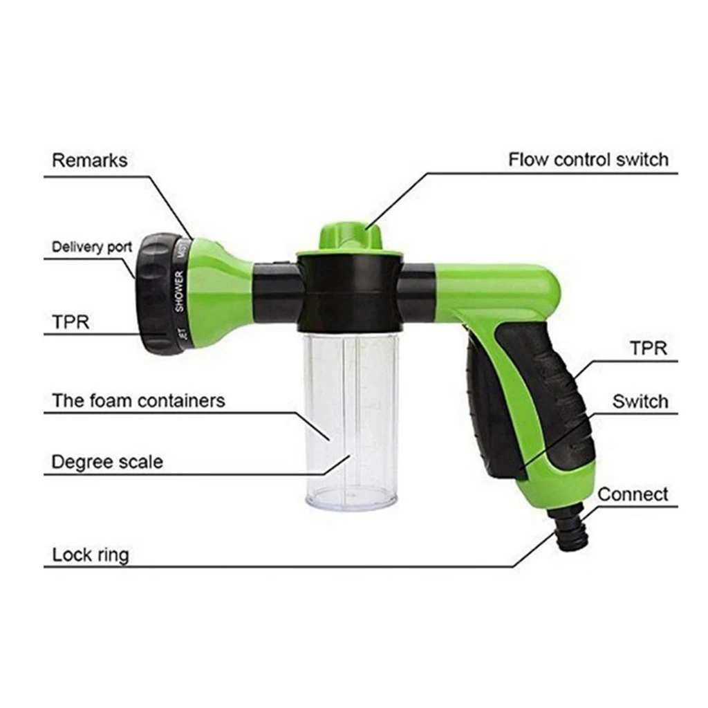Car High Pressure Water Gun Watering 8 Adjustable Car Foam Sprayer Pot Sprayer Watering Sprinkler Tool Pet Shower Household