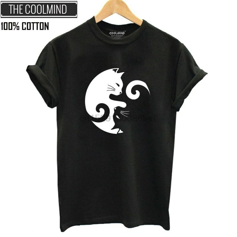 

COOLMIND MEDITATION100% cotton top quality cat print women T shirt casual o-neck Cartoon t shirt men Unisex New Fashion tshirt
