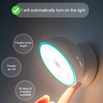 

360° Rotation Motion Sensor Light Wall Lamp Induction Lamp USB Charging Cordless Magnetic Stick Up Lights Sturdy Durable