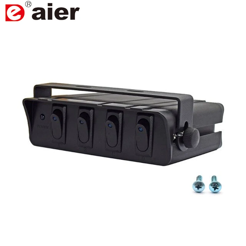 

4 Gang 12V 40A ON-OFF Rocker Switch with LED Light Panel Toggle Controller Box Waterproof for Auto Automotive Car Marine Boat
