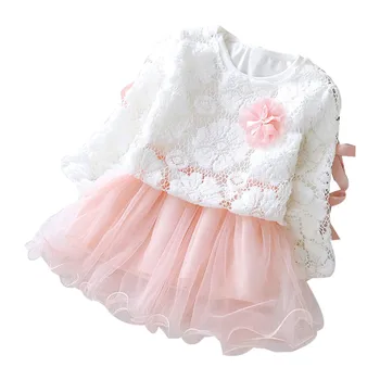 

Lace Little Princess Dresses Summer Solid Long Sleeve Tulle Tutu Dresses For Girls 0-24M Clothes Party Pageant Vestidos