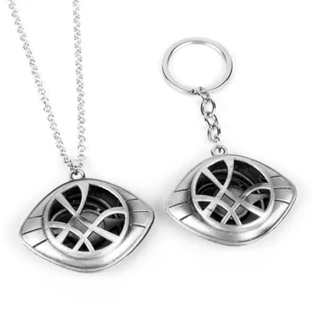

Marvel Avengers Doctor Strange Keychain Infinity Time Stones Necklace Keyrings Pendants Cosplay Accessories Figure Toys Gift