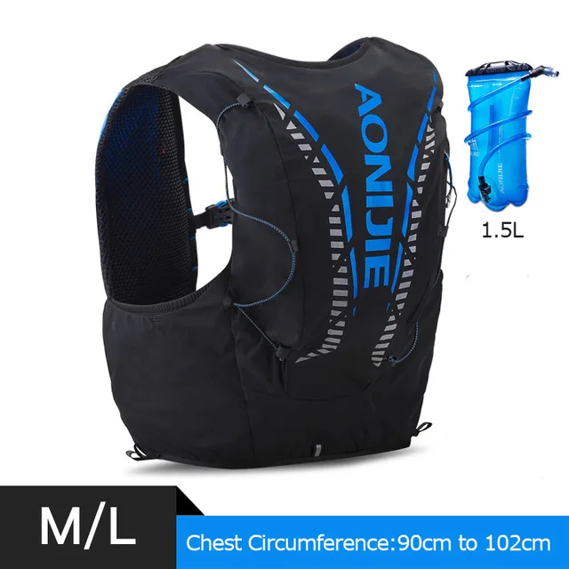 Black ML 1.5L AONIJIE 12L гидратационный рюкзак для мужчин и женщин, расширенный жилет для бега, сумка для спорта на открытом воздухе, пеших прогулок, марафона, велоспорта - Цвет: Black ML 1.5L