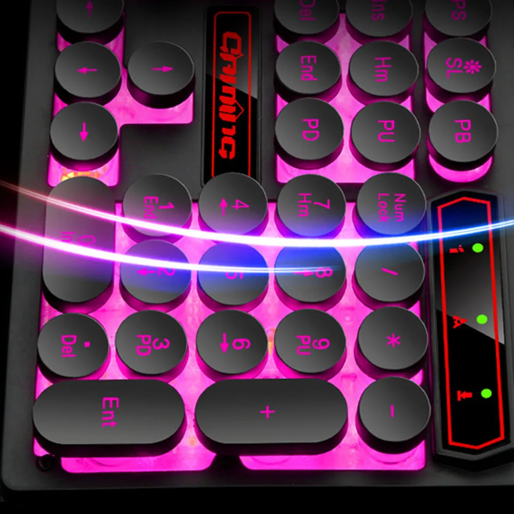 Ретро круглая Проводная клавиатура с подсветкой металлическая панель Подсветка USB игровая металлическая панель клавиатуры световая рамка 45,5 см x 13,5 см x 4,5 см