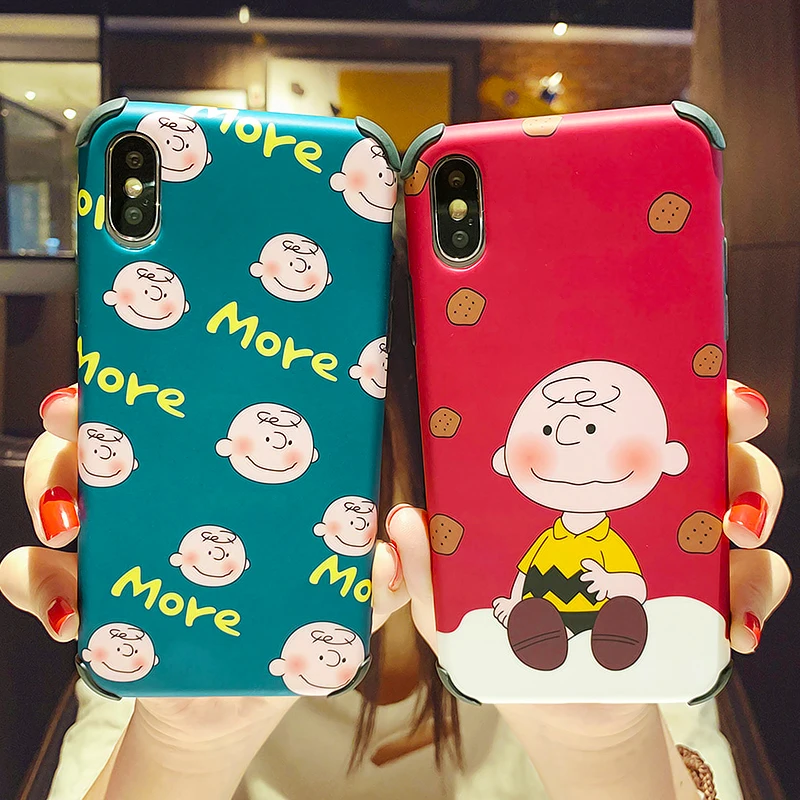 

Cartoon Couple Charlie Brown Peanuts Case For iPhone X XR XS Max Silicone Cover Luxury Matte Thin Soft TUP Glossy Phone Cases