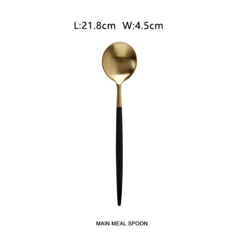 Meal-Spoon 1 шт., черная и Золотая посуда, вилка, нож, ложка, вилка из нержавеющей стали, нож, обеденная ложка, посуда, стол, вилка, нож, обеденная ложка - Цвет: Meal-Spoon