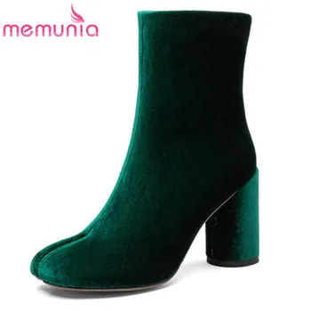 

MEMUNIA 2020 top quality velvet ankle boots for women unique high heels party wedding shoes elegant autumn winter boots female