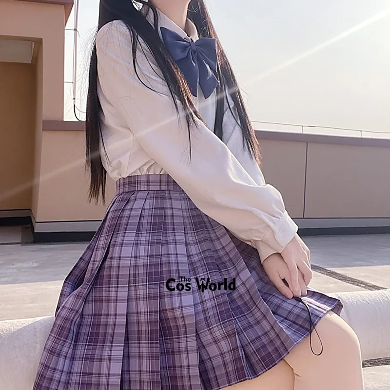 Japanese Girl's Summer High Waist Pleated Plaid Skirts For JK School Uniform Students