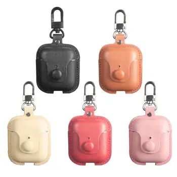 

Anti-scratch Leather Case Protective Cover with Keychain for OPPO Enco Free Case Bluetooth Earphones