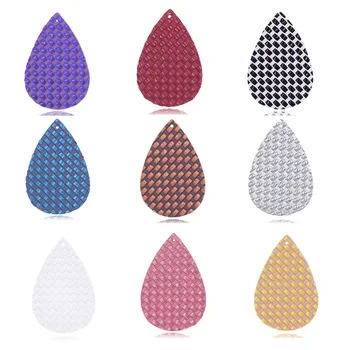 

10Pcs/lot Plaid Pu Leather Earrings Findings Waterdrop Charms For DIY Earring Making Three-dimensional Lines Jewelry Collections