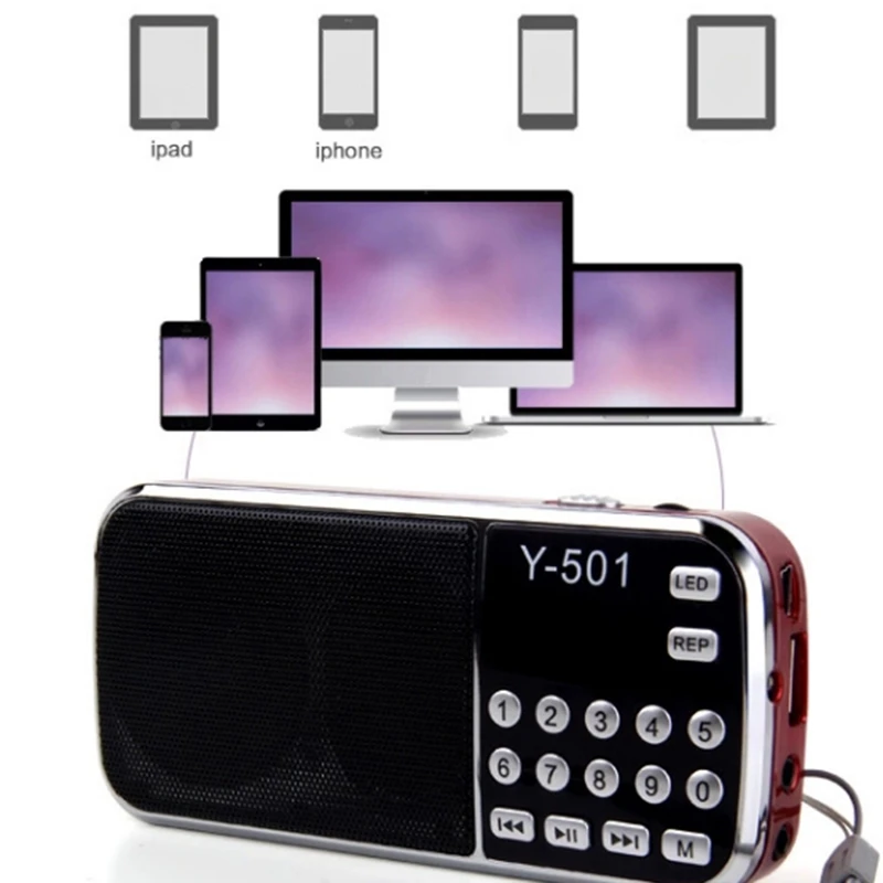 Y-501 Digital Portable Audio LCD Digital FM Radio Speaker USB Mp3 Music Player