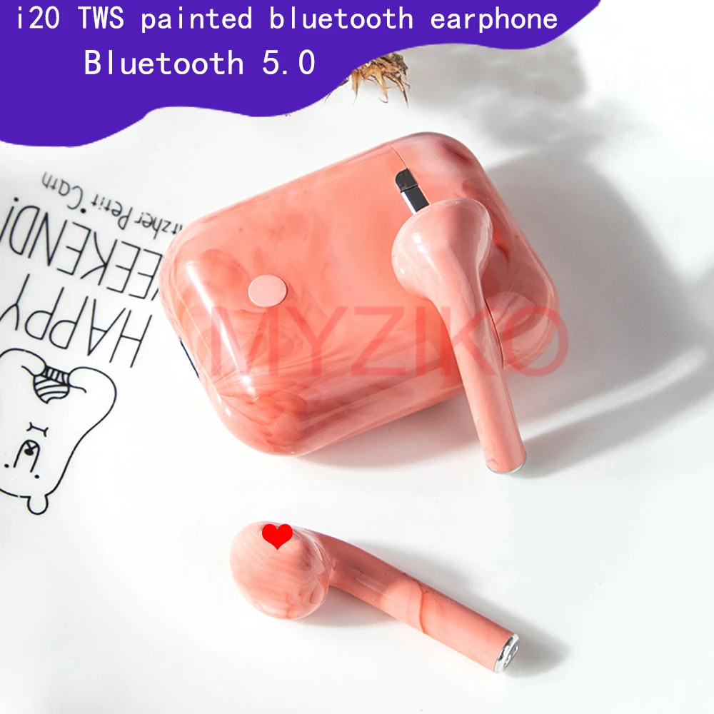 

i20 TWS Bluetooth 5.0 painted wireless Bluetooth earphones sports headset mini portable stereo earbuds Gaming Headset pink