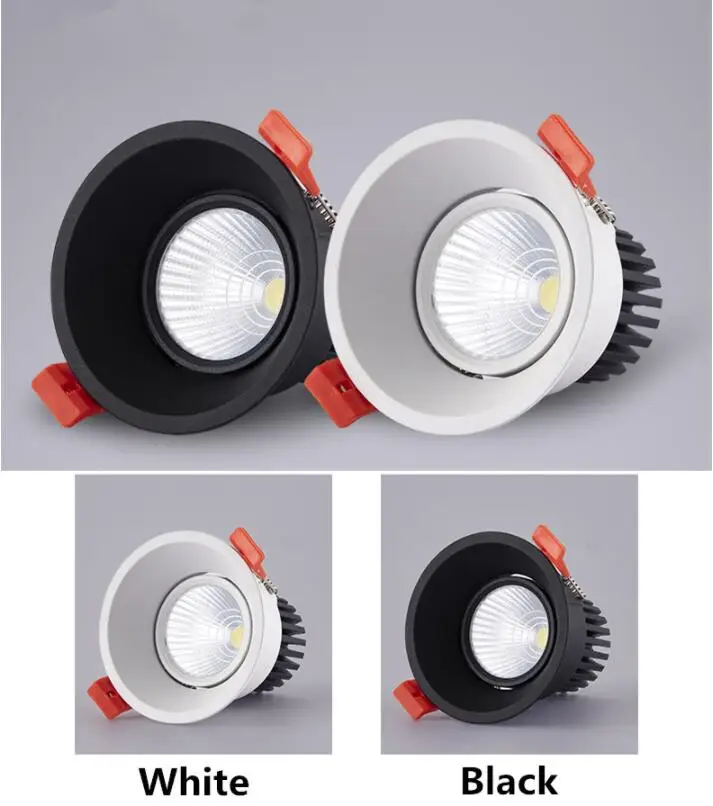 

Dimmable LED Downlight 7W 10W 12W 85-265V COB LED DownLights Dimmable COB Spot Recessed Down light Light Bulb white/Black body