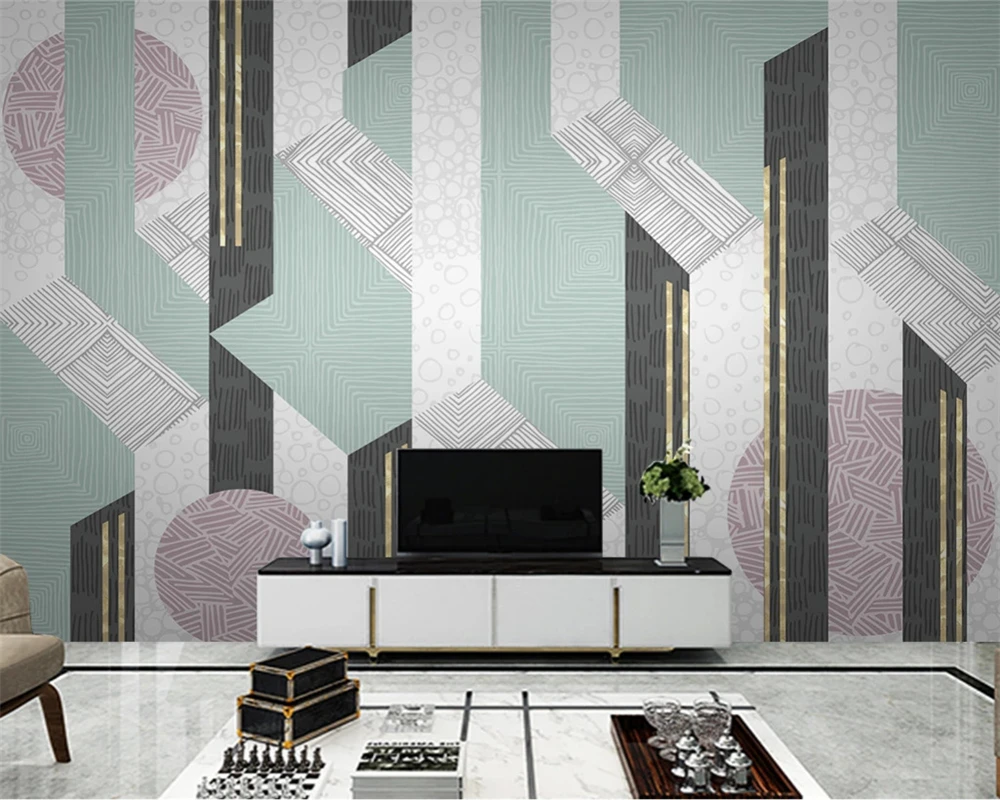 beibehang Customized papel de parede 3d modern minimalist geometric lines light luxury vertical background wallpaper papier pein beibehang custom nordic minimalist personality geometric tv sofa background bedroom papel de parede wallpaper papier peint