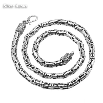 

925 Sterling Silver Necklace For Men Width 4mm 50/55/60cm Handmade Water Twist Long Chain Boy Gift Biker Jewelry
