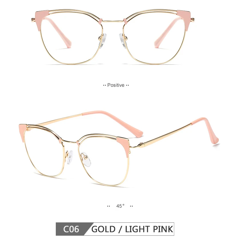 Металлическая Женская модная оправа для очков кошачий глаз, оптические оправы для очков, ретро очки, прозрачные компьютерные очки для женщин