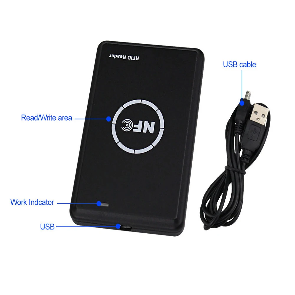 Lecteur de cartes intelligentes NFC RFID, copieur de porte-clés,  programmateur chiffré 13.56Mhz USB UID EM4305, copie d'étiquettes de cartes