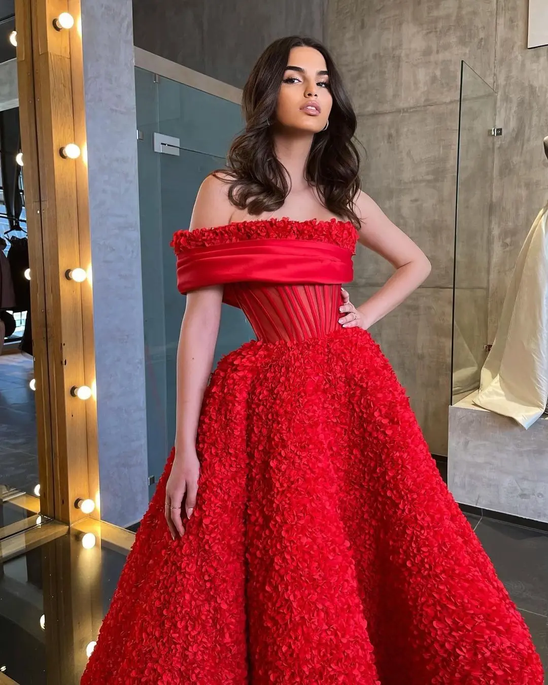 Red Formal Evening Dresses One Shoulder Ruffles A Line Princess Prom Dress Party Custom Made Vestidos De Fiesta petite formal dresses & gowns