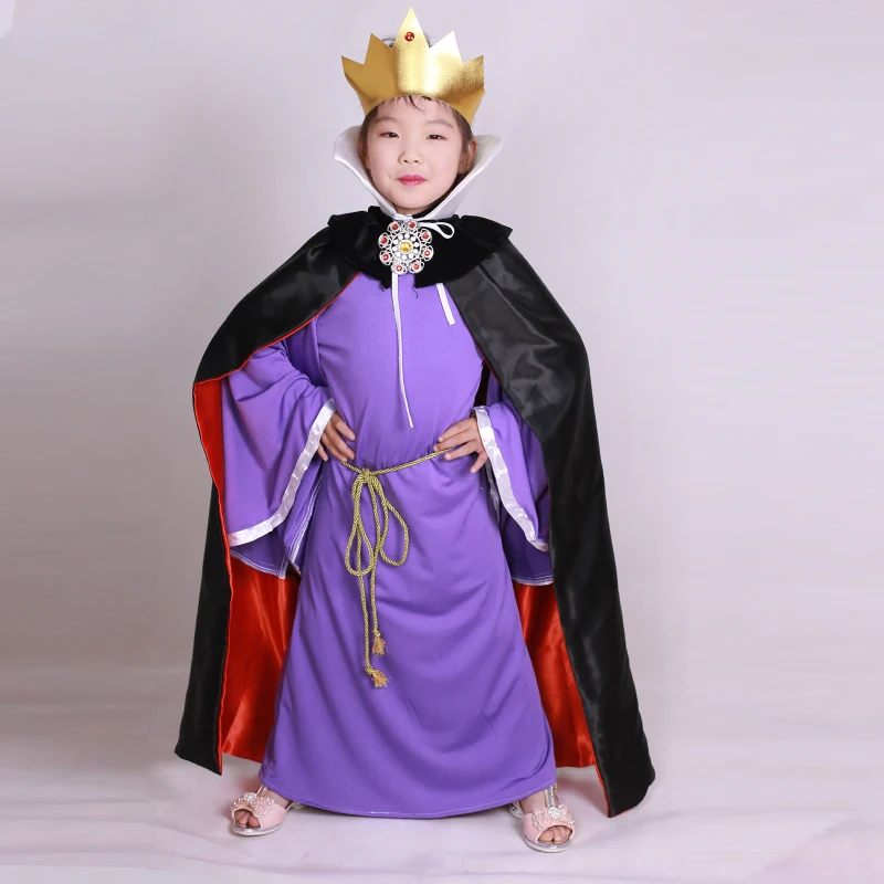 Детский костюм Белоснежки для Хэллоуина; костюм для мачеи; детское платье для ролевых игр для девочек с накидкой и короной; Любой Размер