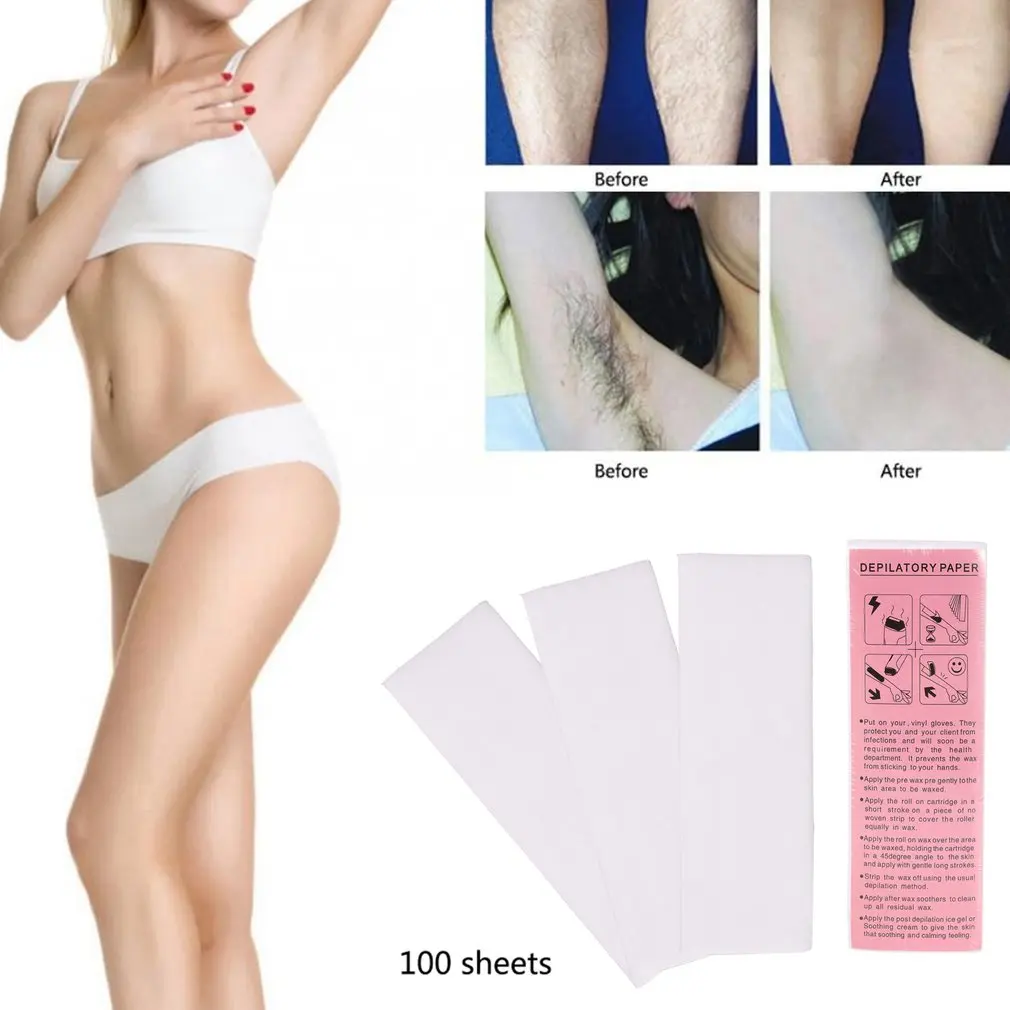 100 Pcs/set Professional Hair Removal Waxing Strips Nonwoven Fabric