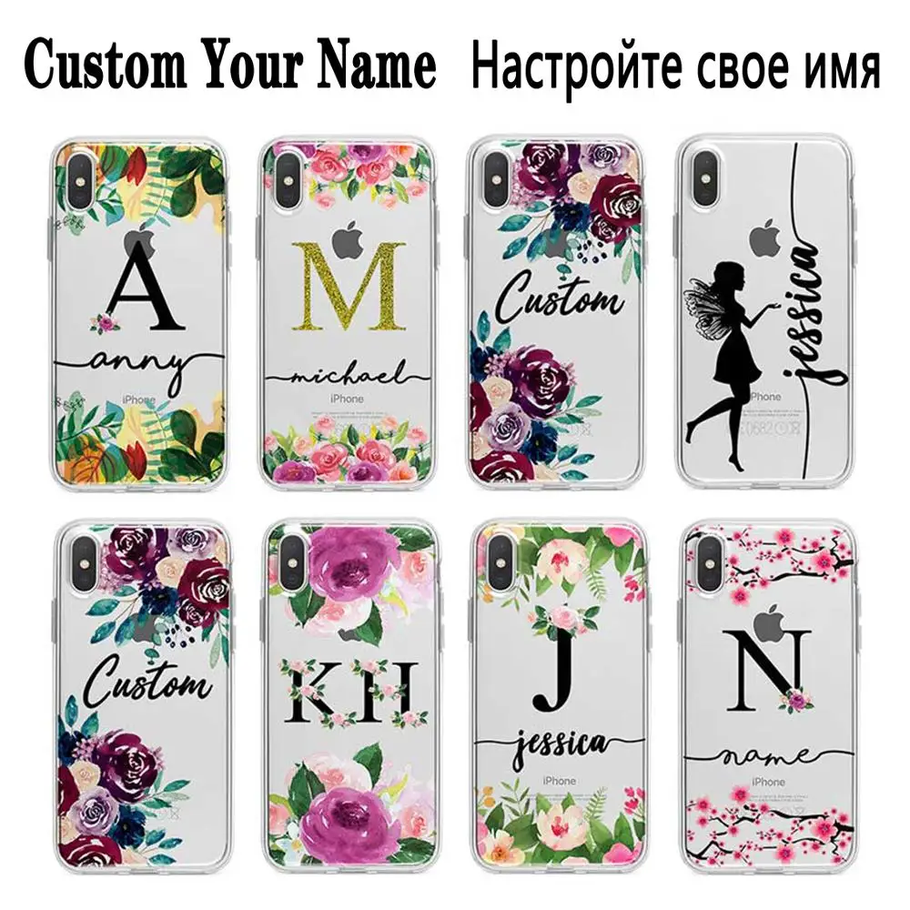 Чехол DIY с именем на заказ для iPhone 11 Pro X XR XS Max 5 5S SE 6 6s 7 8 Plus персонализированный