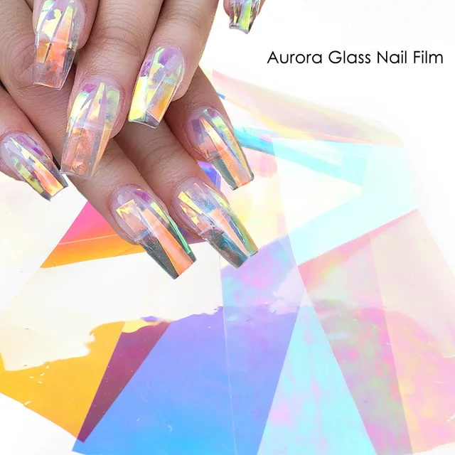 8pcs Aurora Irridescent Foil for Nails Broken Glass Ice Cube Design Luxury  Nail Sticker Transfer Foil Set for Manicure GL1900-2 - AliExpress