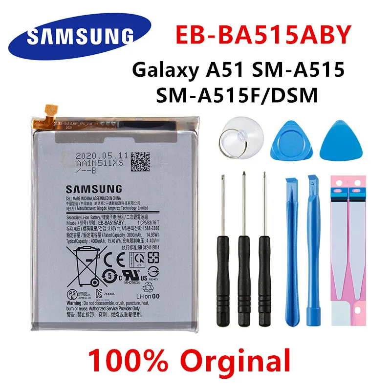 SAMSUNG оригинальная EB-BA515ABY 4000 мА/ч запасная батарея для Samsung Galaxy A51 SM-A515 SM-A515F/DSM