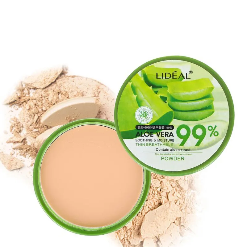 Waterproof 99% Aloe Vera Moisturizer Face Powder Smoothing Pressed Powder Breathable Makeup Concealer Brighten Foundation pressed powder foundation,concealer powder,face powder,compact powder