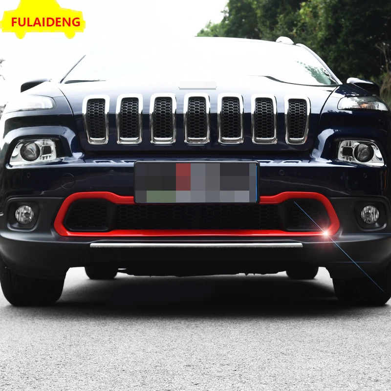 1 шт. для Jeep Cherokee- ABS Хром Передняя Центральная гоночная решетка бампер крышка отделка автомобиля Стайлинг Аксессуары