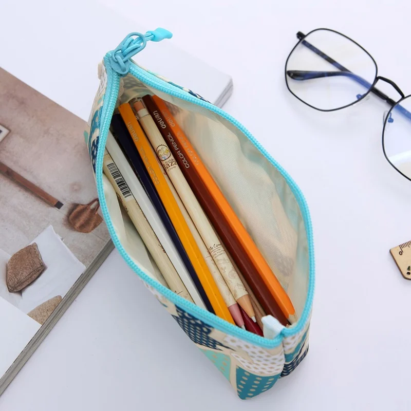 Polyester Geometric Pencil Case School Simple Striped Solid Cute Kawaii Pencil Bag Pouch Office Students Kids Supplies