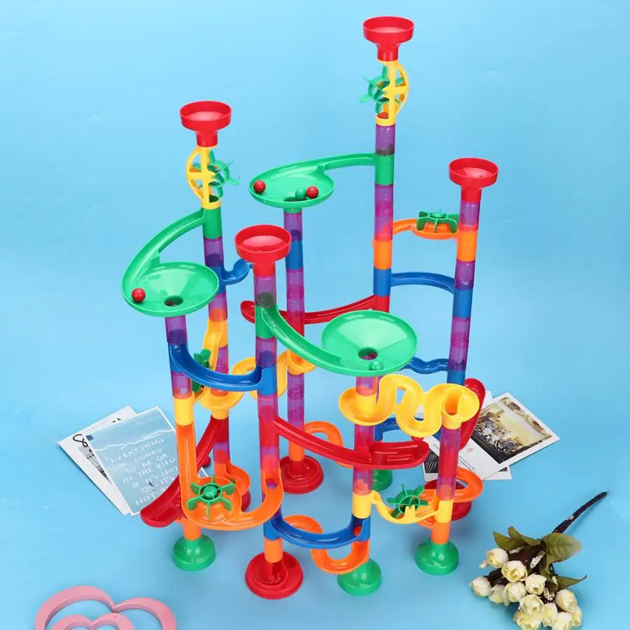 105/109PCS DIY Track Building Pipe Blocks For Kids Ball Circuit Marble Race Run Maze Balls Kids Maze Ball Roll Educational Toys